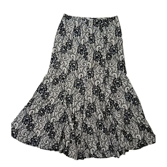Joseph Dresses & Skirts - Joseph Ribhoff Maxi Skirt Fit And Flare Elastic Waist Stretch Lace Print Size 12